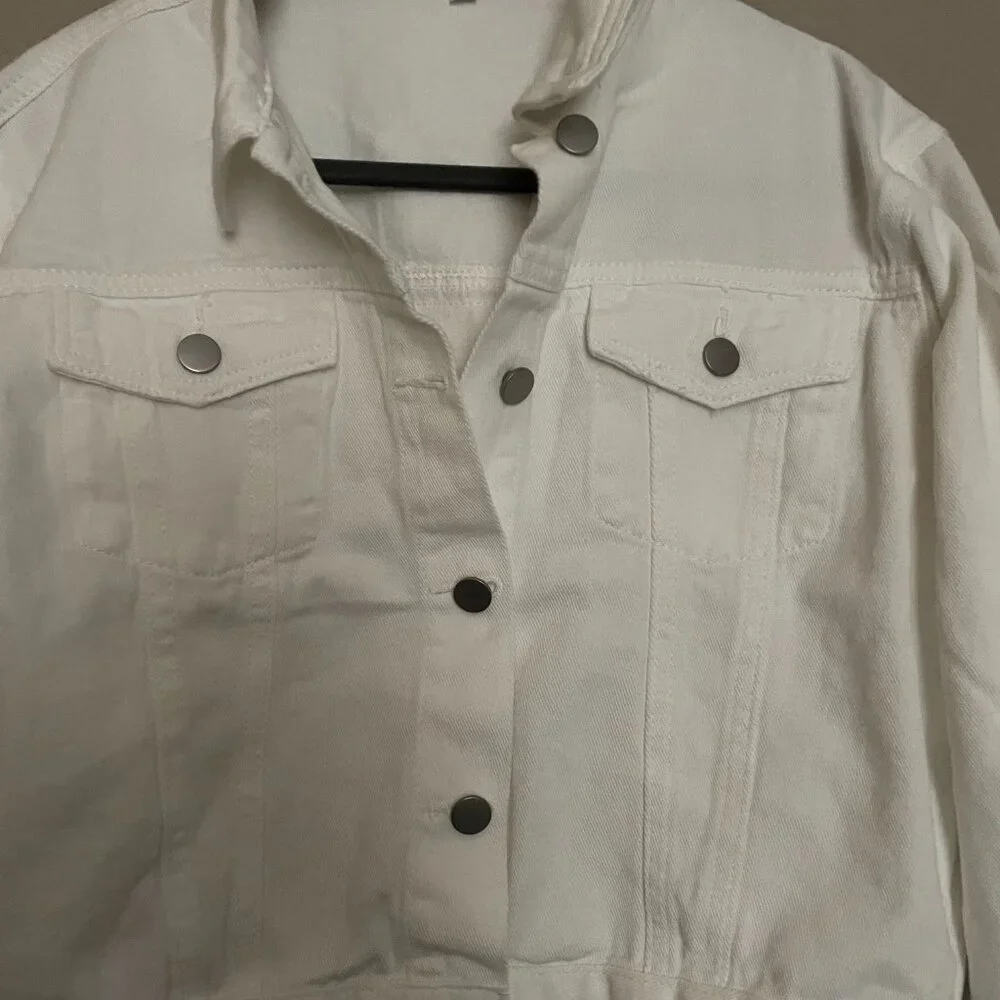 Jolene, Cropped, Fringe Denim Jacket, NWOT. - Picture 7 of 9